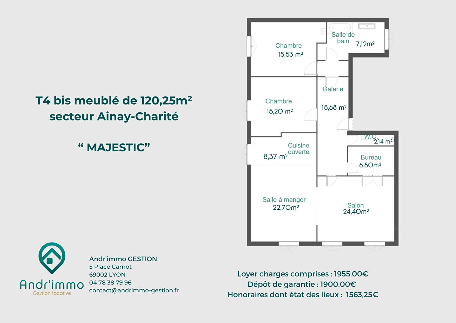 MAJESTIC – Appartement 4 pièces bis de 120m² – LYON 02 GAILLETON