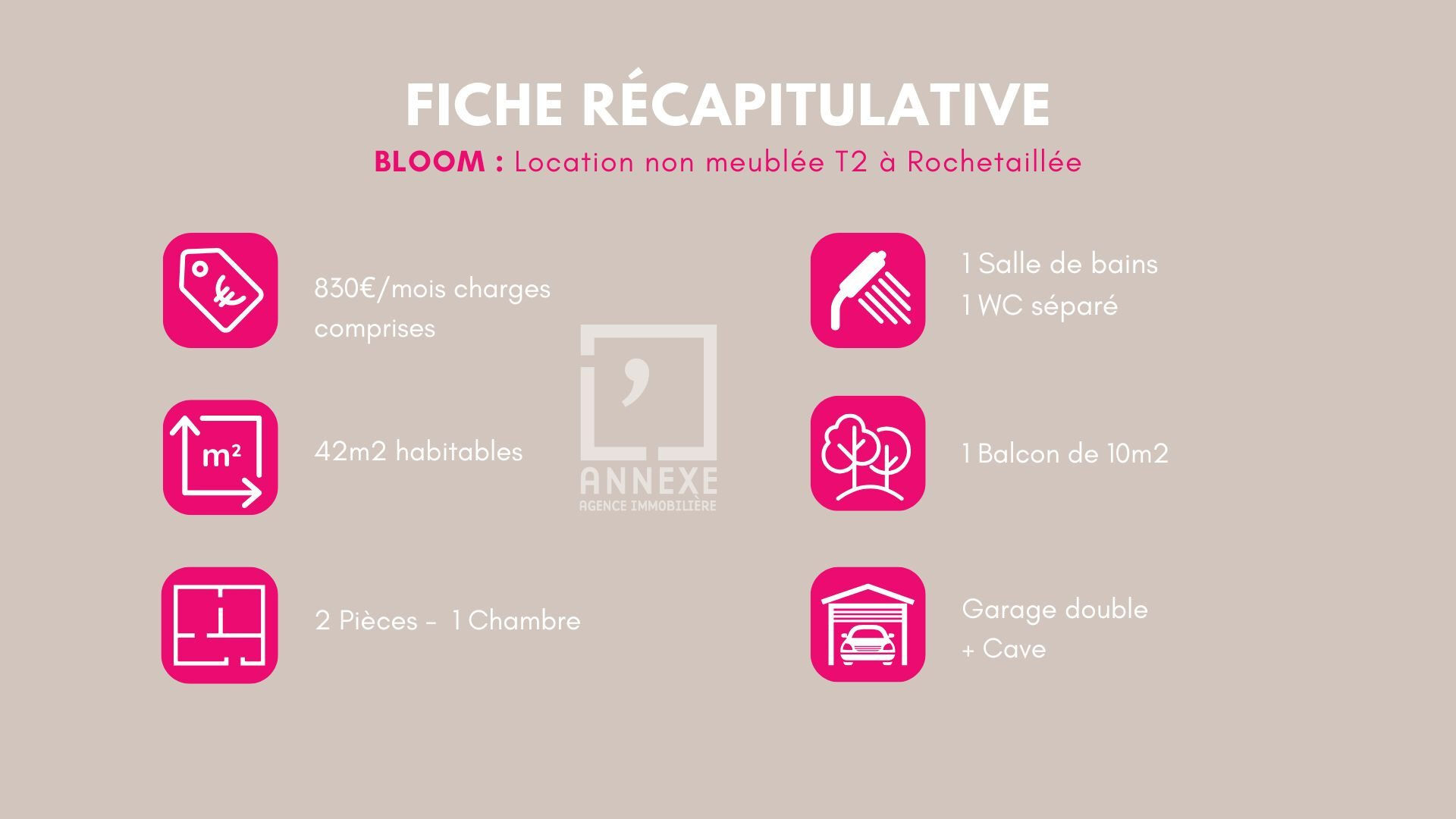 BLOOM – T2 de 42 m² avec balcon, cave et garage double