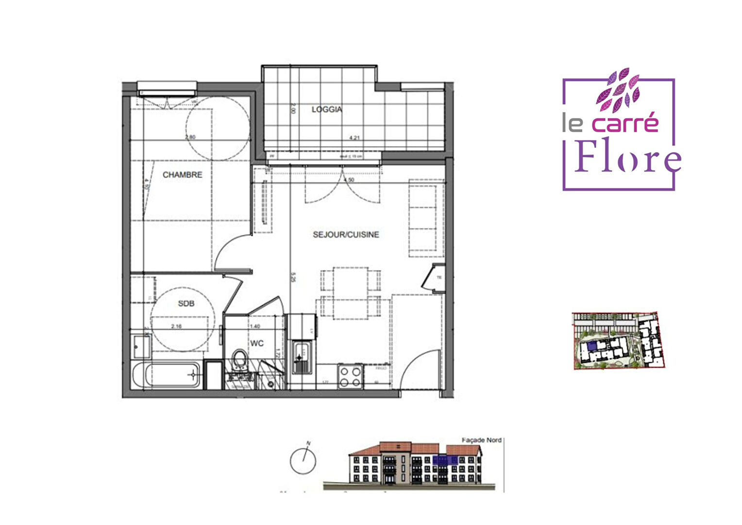 CARRE FLORE B204 – Appartement 3 pièces de 60 m² avec loggia – BOURGOIN JALLIEU