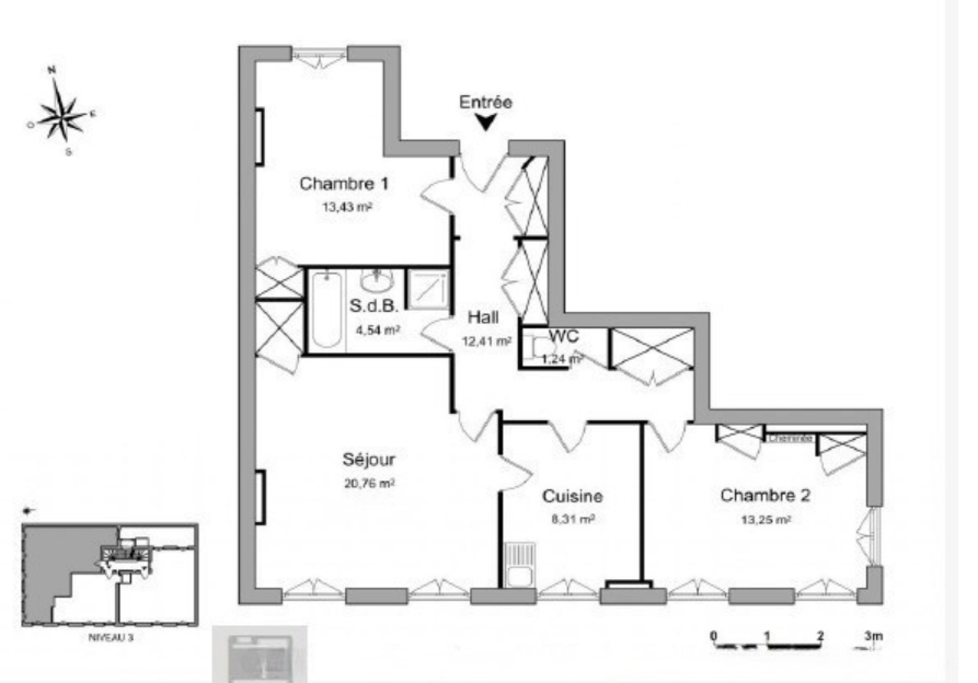 GABILLOT11 –  Appartement 3 pièces 74m² – LYON 03 SAINTE-ANNE